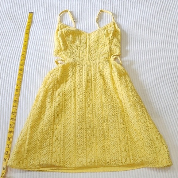 Hollister Dresses & Skirts - Hollister Yellow Lace Cut-Out Mini Dress Summer Festival Sun Dress Small